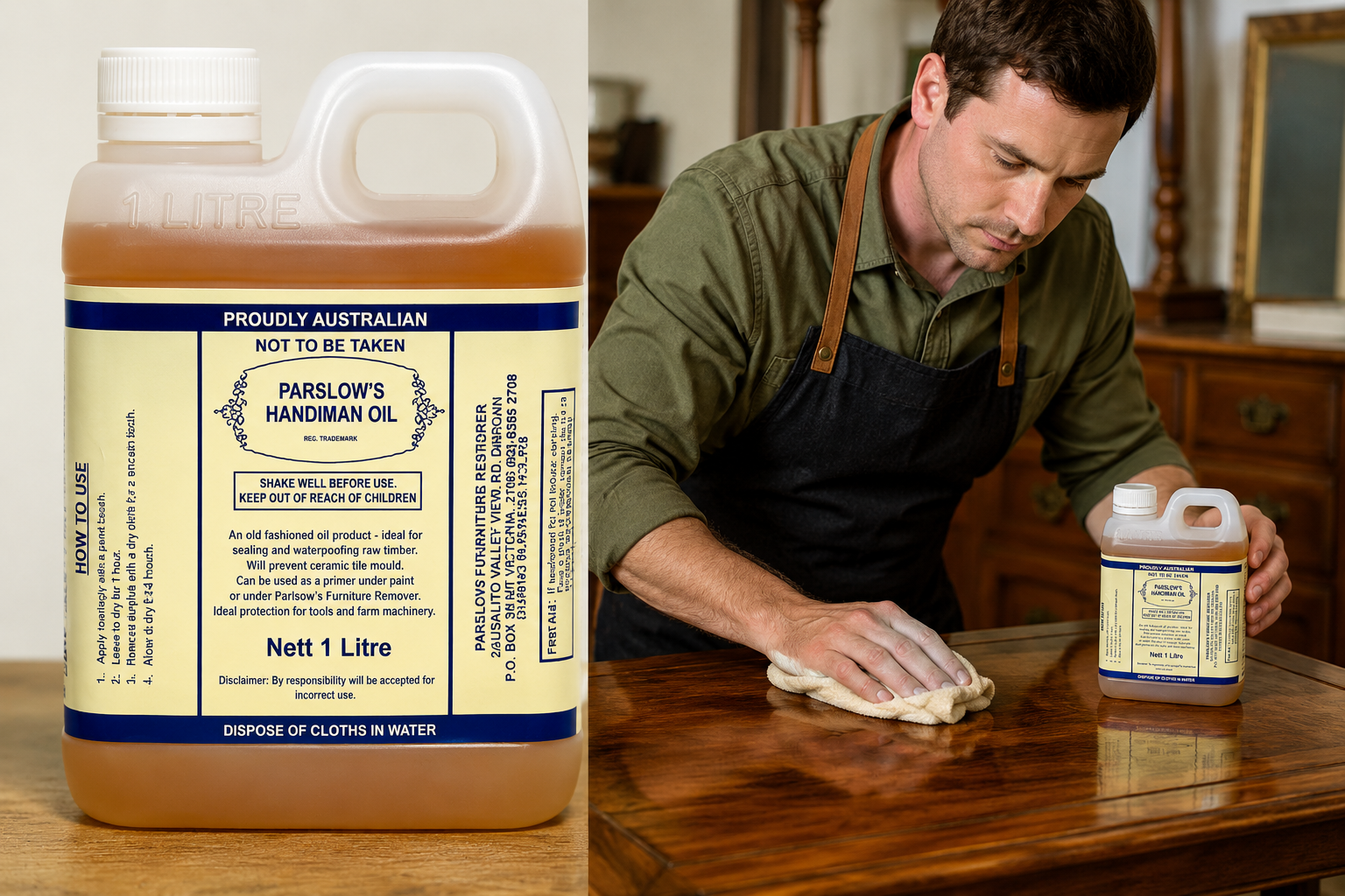 Parslows Handiman Oil being used on antique furniture